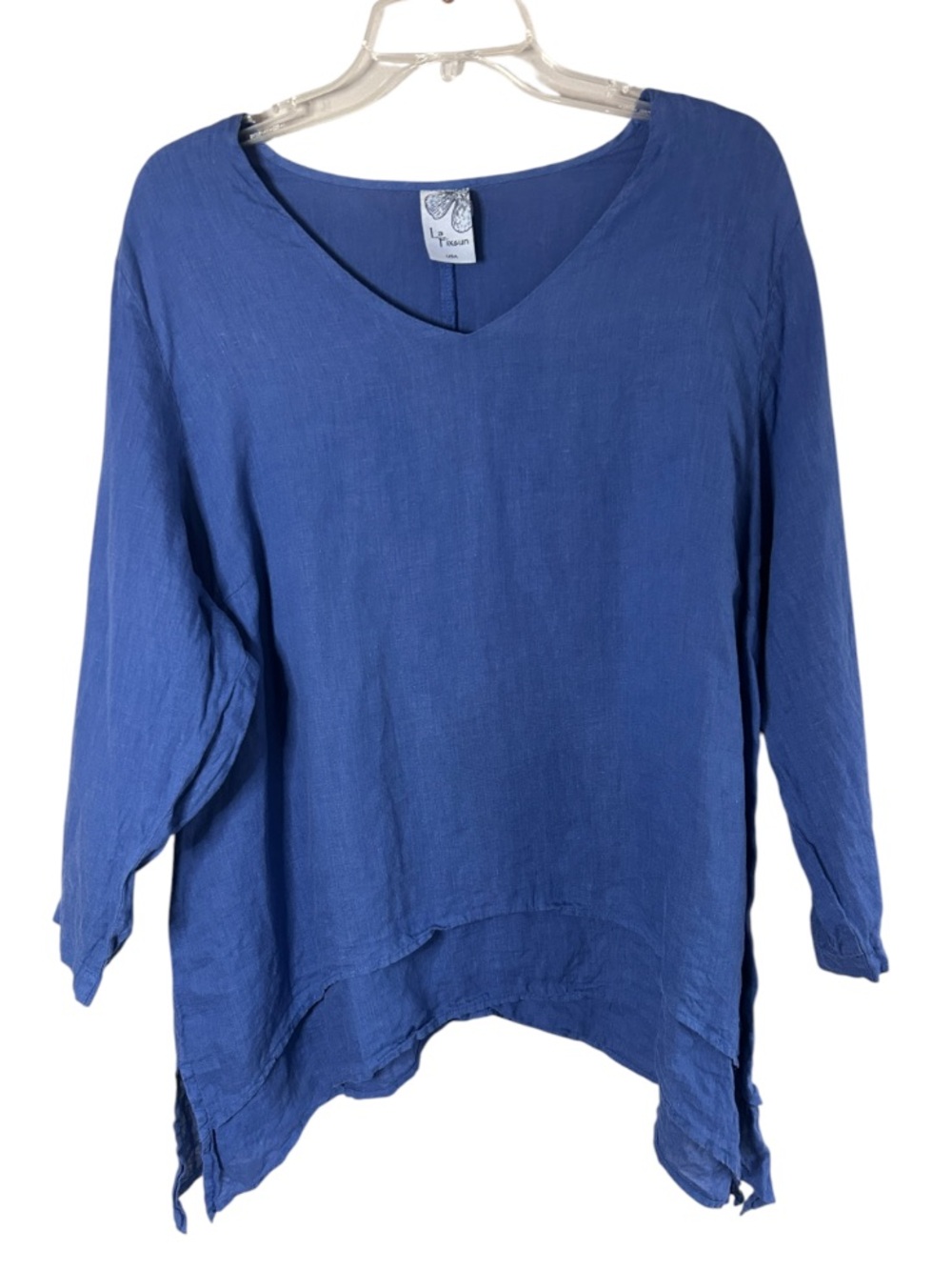 MATCH POINT LA FIXSUN USA 100% Linen V-Neck Tunic Lagenlook Art Wear Oversized M